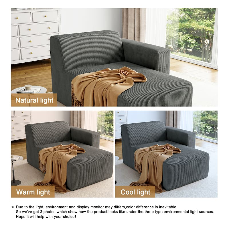 UIXE Upholstered Corduroy Chaise Lounges For Interior - 56.9" W x 31.8 H" 35.3 D"