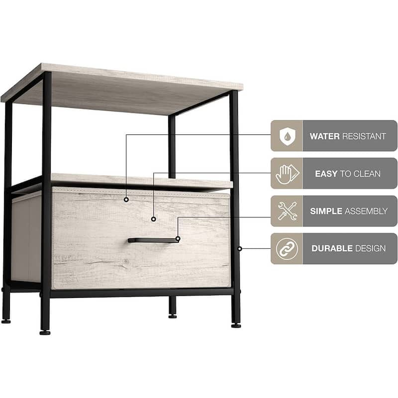 Nightstand 1-Drawer Shelf Storage - Bedside Furniture End Table Chest