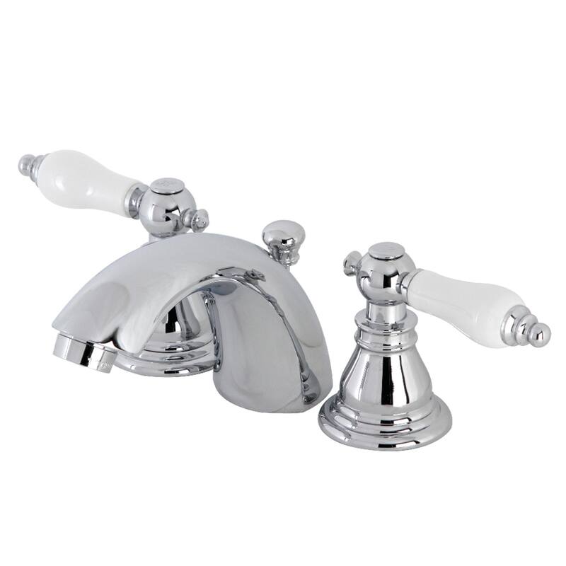 American Patriot Two-Handle 3-Hole Deck Mount Mini-Widespread Bathroom Faucet with Plastic Pop-Up