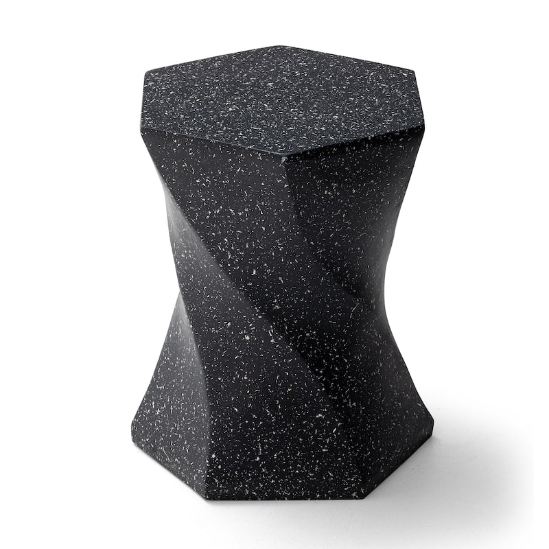 Glitzhome 17.75"H MGO Twist-Style Faux Terrazzo Garden Stool
