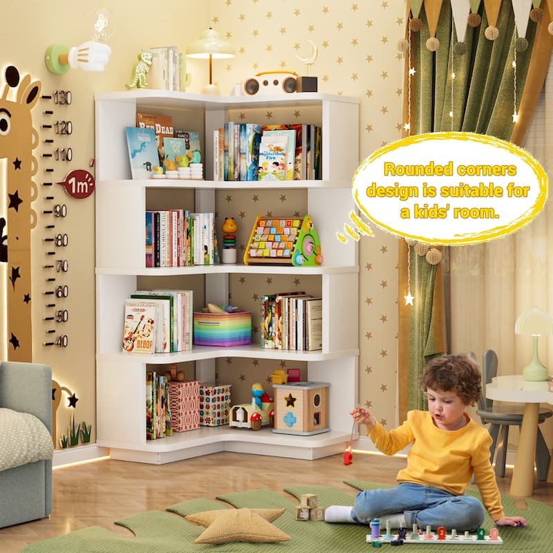 5-Tier Corner Space Shelving Bookshelves, Freestanding Display Storage Shelving