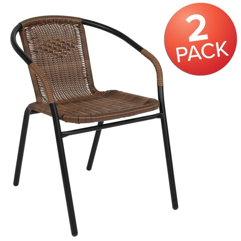 2 Pack Rattan Indoor-Outdoor Restaurant Stack Chair