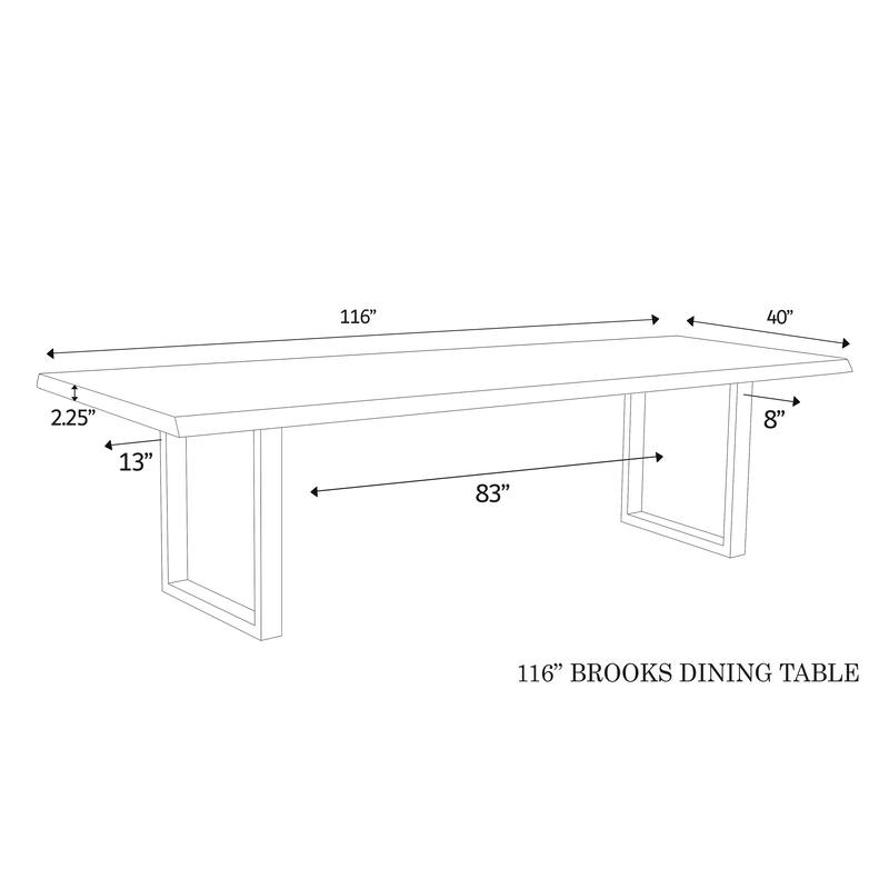 Urbia Brooks Solid Acacia Dining Table - U Base