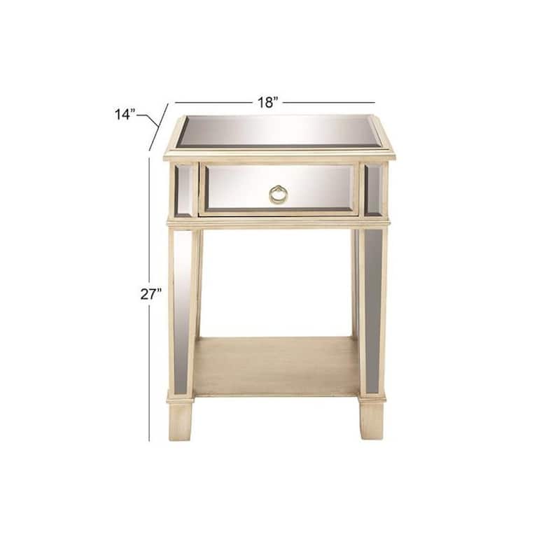 Christie Glam Mirror Side Accent Table Nightstand with Drawer