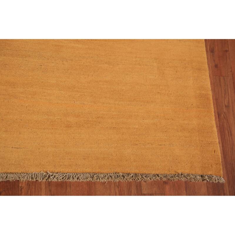 Yellow Gold Modern Gabbeh Oriental Area Rug Handmade Wool Carpet - 8'3" x 9'11"