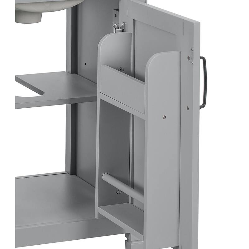Modern Freestanding Bathroom Vanity Cabinet with Ceramic Sink, Adjustable U-Shaped Shelf, Door Storage Rack and Soft Close Door