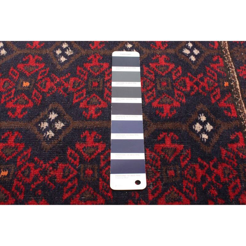 ECARPETGALLERY Hand-knotted Baluch Dark Navy Wool Rug - 3'3 x 6'5