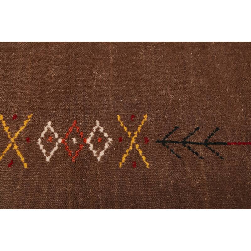 ECARPETGALLERY Hand Loomed Kashkuli Gabbeh Brown Wool Rug - 5'0 x 6'11