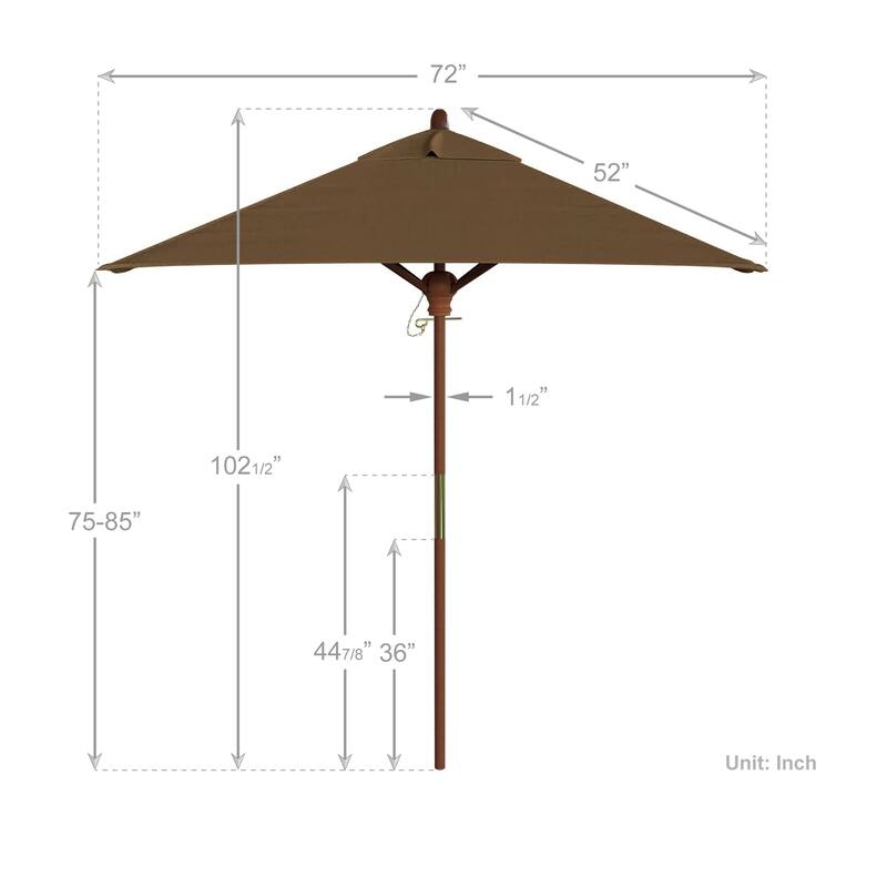 Port Lavaca 6ft Square, Sunbrella Fabric Wooden Patio Umbrella by Havenside Home, Base Not Included