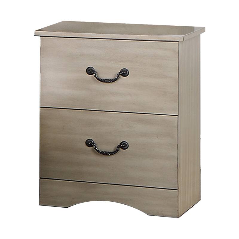Bran 27 Inch Modern 2 Drawer Nightstand, Pine Wood, Grains, Light Brown - Brown - 2-drawer