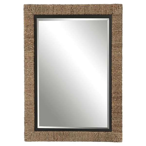 slide 2 of 7, Uttermost 09853 Island 30" W x 41" H Rectangular Framed Bathroom Natural Wood / Black