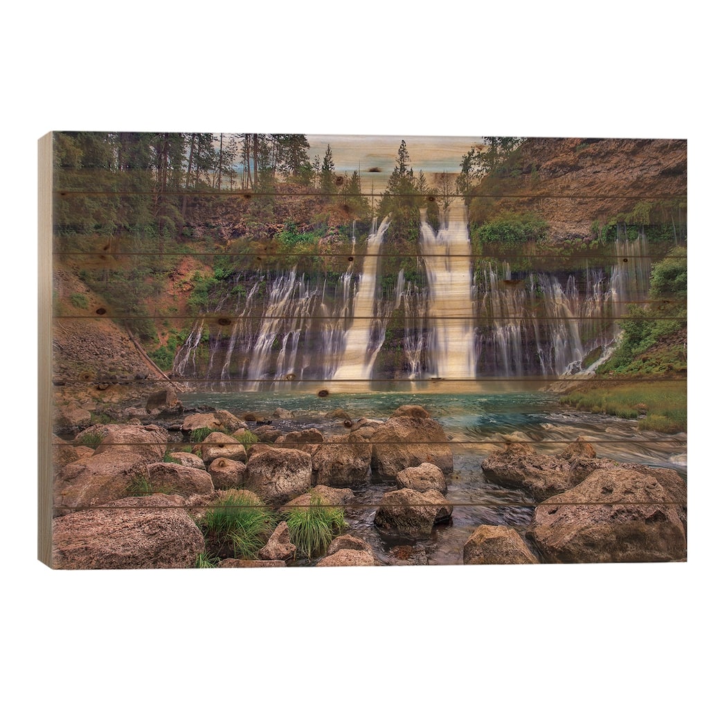 Waterfall, Mcarthur-Burney Falls Memorial State Park, California Print On Wood by Tim Fitzharris - Multi-Color
