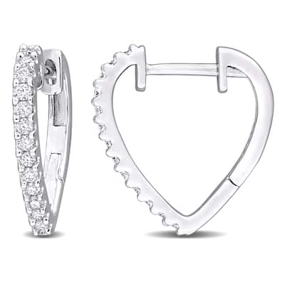 Miadora 1/3ct DEW Created Moissanite-White Hoop Earrings in Sterling Silver