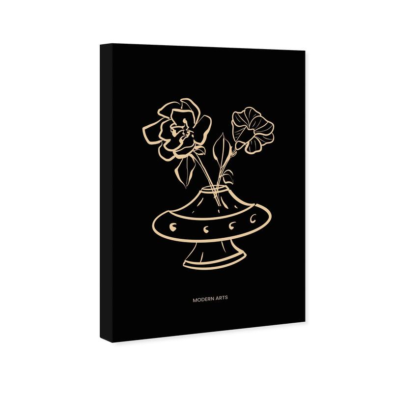 Wynwood Studio Canvas Floral and Botanical A Drawing of my Flowers Black and Modern & Contemporary Wall Art Canvas Print