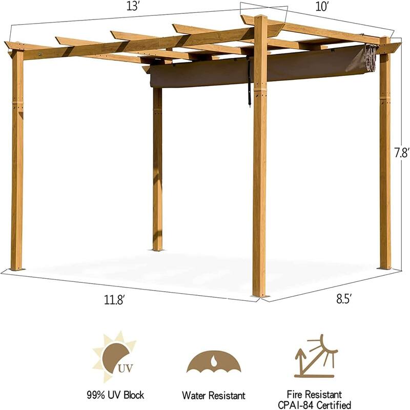 GDFStudio - Jonathan Miller Retractable Pergola with Weather-Resistant Canopy for Outdoor Living Spaces