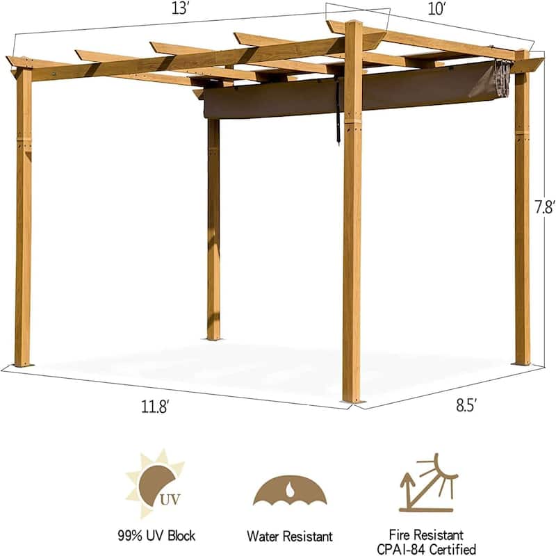 Outdoor Retractable Aluminum Pergola with Weather-Resistant Canopy Gazebo
