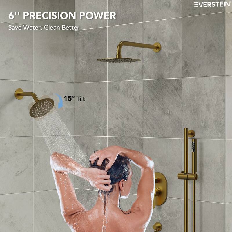 Shower System Dual Shower Heads 10 & 6 in Rainfall High Pressure Shower Faucet Set with Slide Bar Handheld Spray