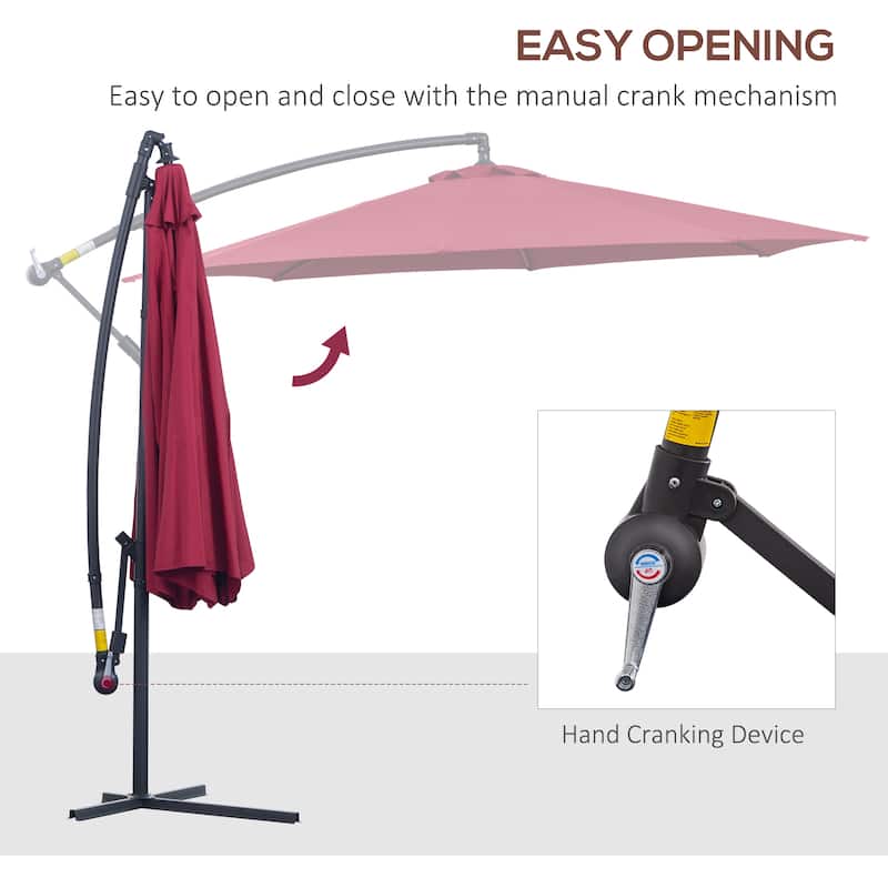 10ft Offset Cantilever Patio Umbrella with 360-Degree Adjustable Shade and UV-Resistant Canopy