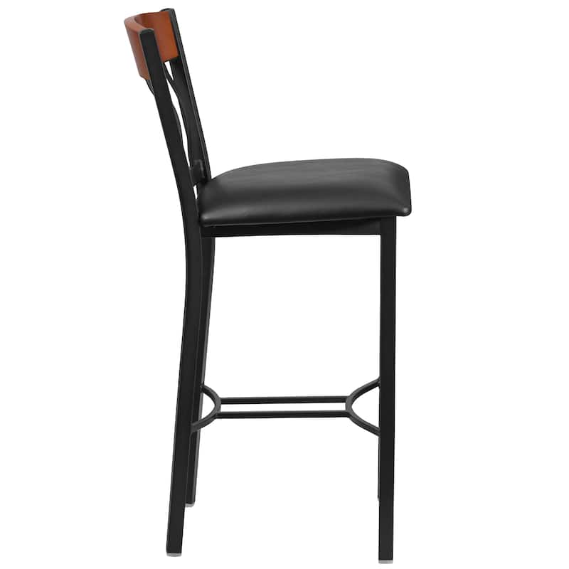 2 Pk. Eclipse Series Vertical Back Metal and Wood Restaurant Barstool - 17"W x 23"D x 42.75"H - 17"W x 23"D x 42.75"H