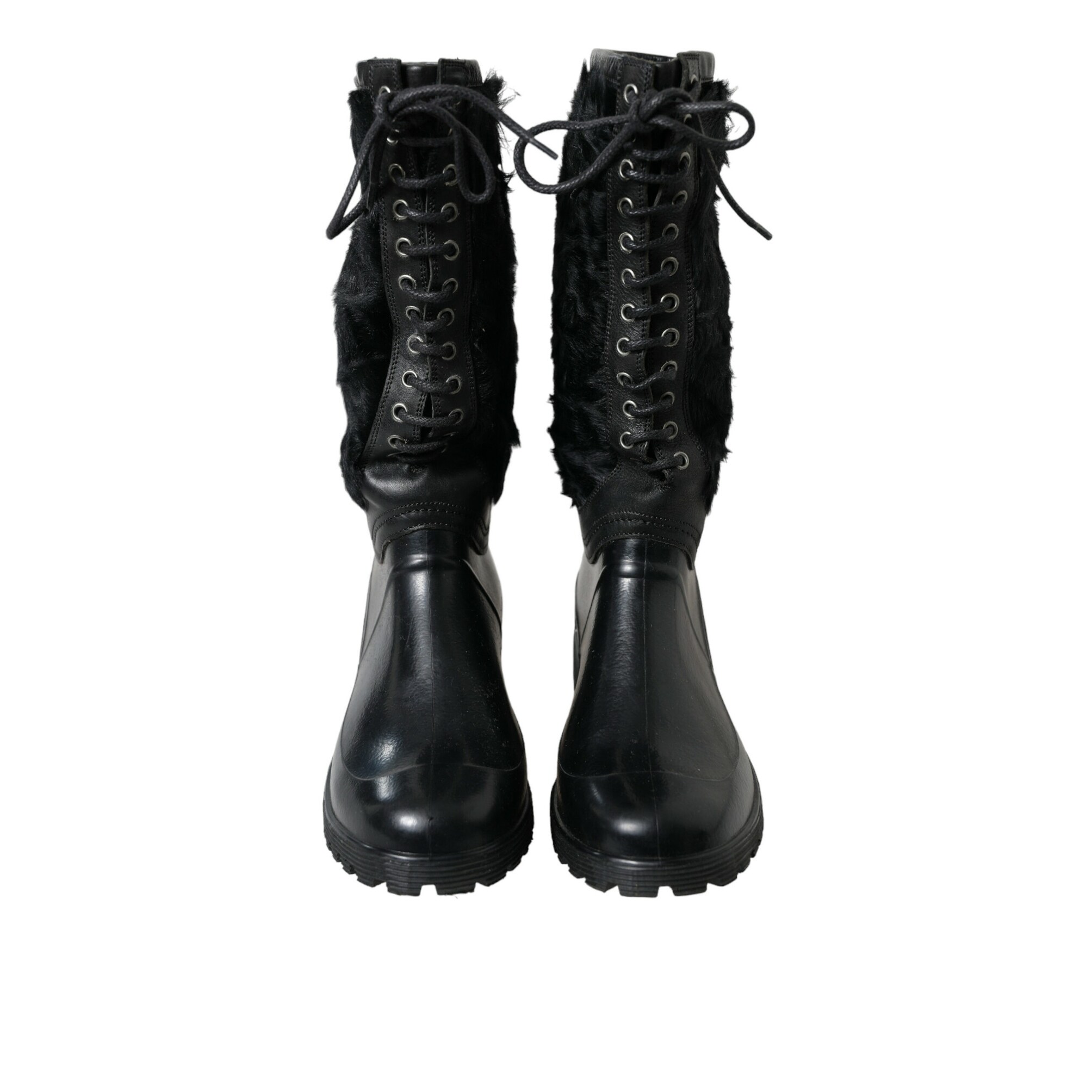 Dolce & Gabbana Sleek Black Shearling Mid Calf Boots Dolce & Gabbana Black Alpaca Wool Suede Mid Calf Boots Men main image 4