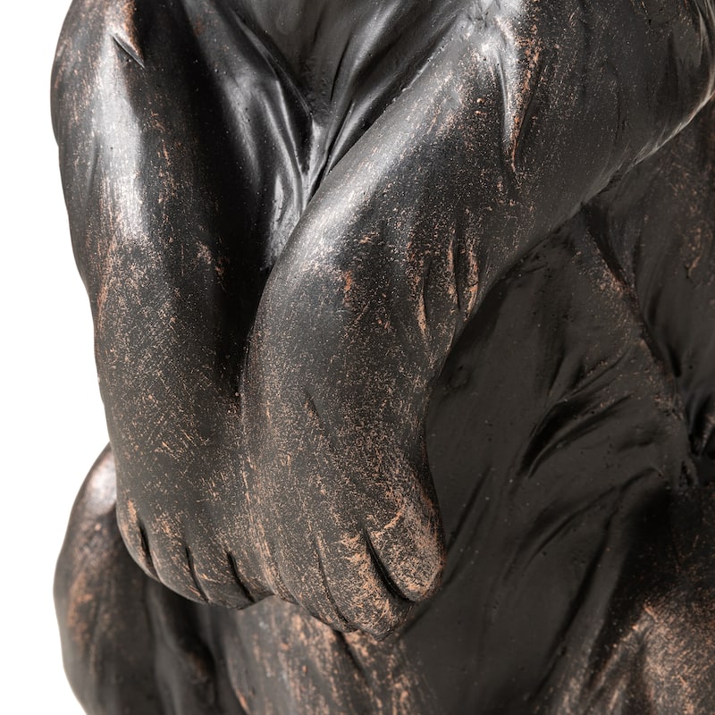 Glitzhome MGO Bronze Mom and Baby Rabbit Statue Standing Bunny Figurine