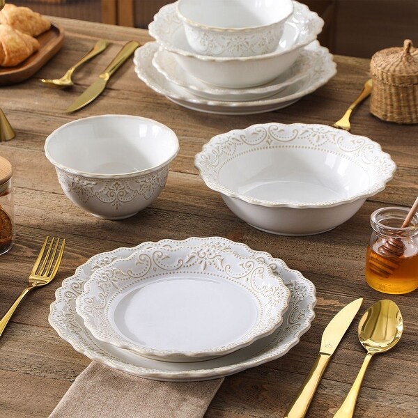 MALACASA GISELLE 16-Piece Stoneware Dinnerware Set, Service for 4