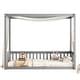 preview thumbnail 17 of 28, Twin Size Pine Wood Canopy Frame Floor Bed with Fence and Guardrails for Bedroom
