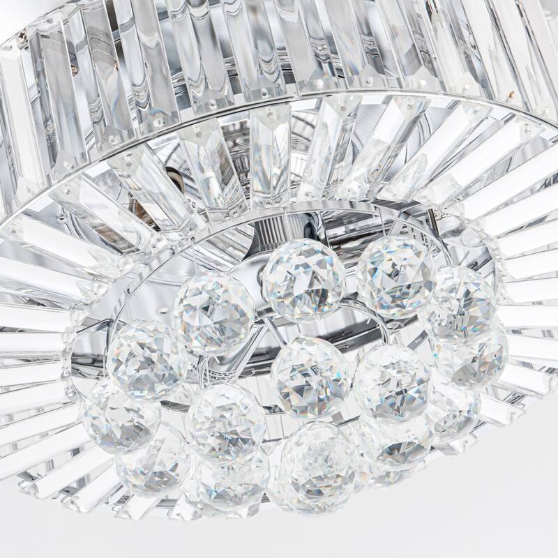 36-in Modern 3-Blade Chrome Retractable Crystal Chandelier Ceiling Fan with Remote and Light Kit - 36-in W x 18.8-in H