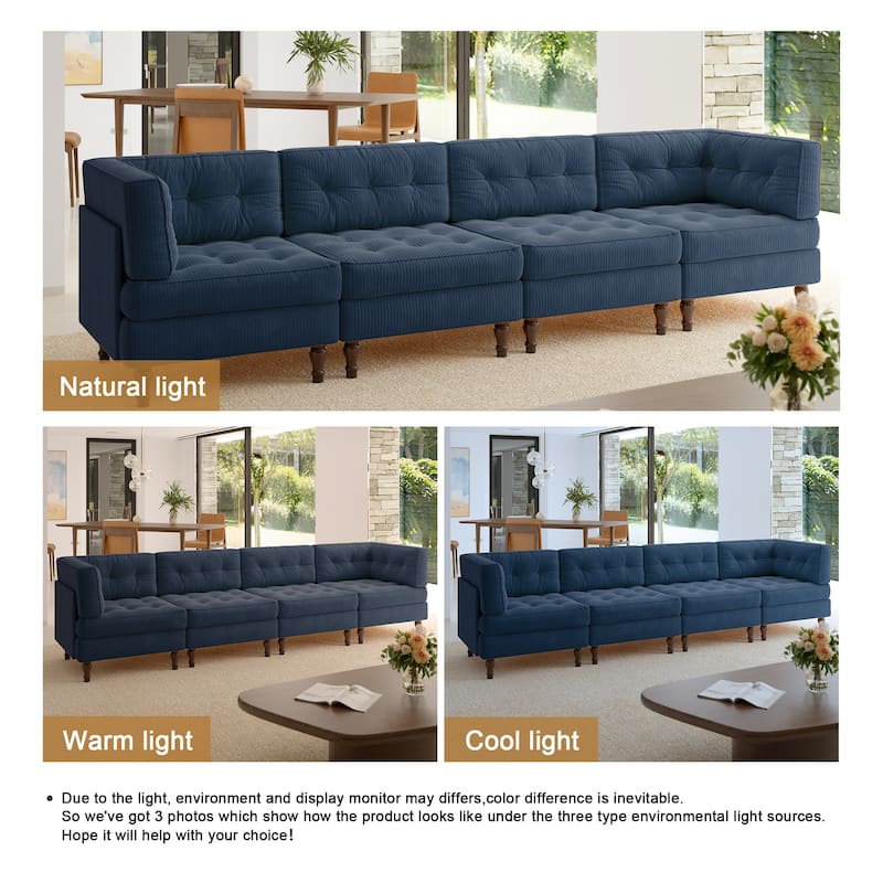 Oversized Modular Sectional Corduroy Fabric Tufted Sofa