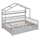 preview thumbnail 6 of 23, Wooden Full House Bed with Twin Trundle & Shelf - Playful & Practical