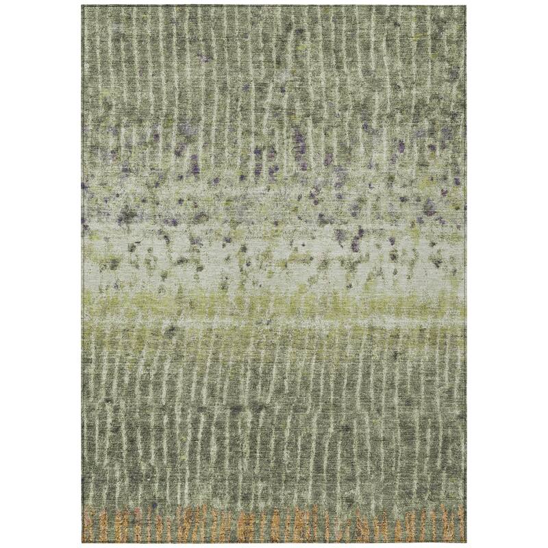 Machine Washable Indoor/ Outdoor Boho Modern Chantille Rug