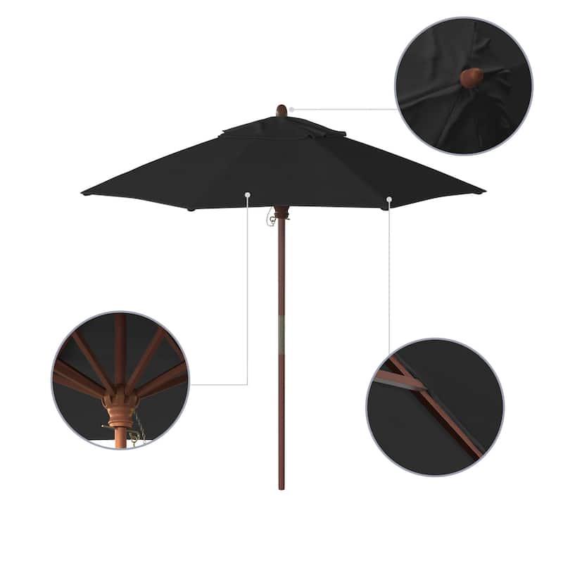 Port Lavaca 7.5ft Round Sunbrella Wooden Patio Umbrella by Havenside Home, Base Not Included
