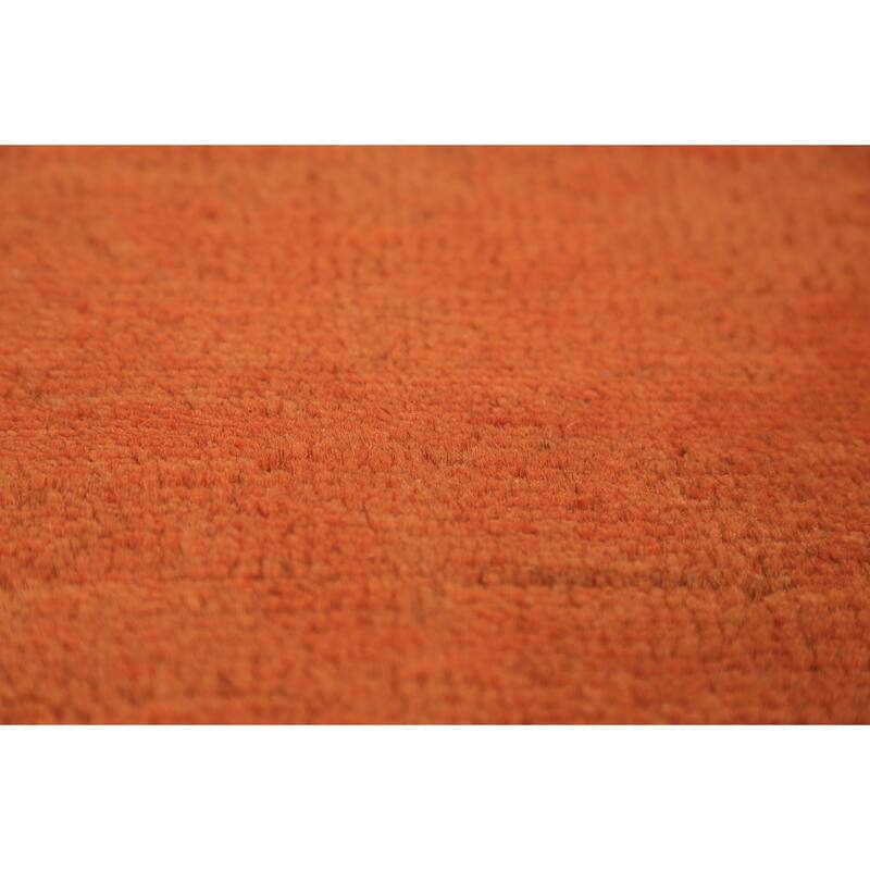 Orange Gabbeh Modern Area Rug Hand-Knotted Tribal Wool Carpet - 6'3" x 9'8"