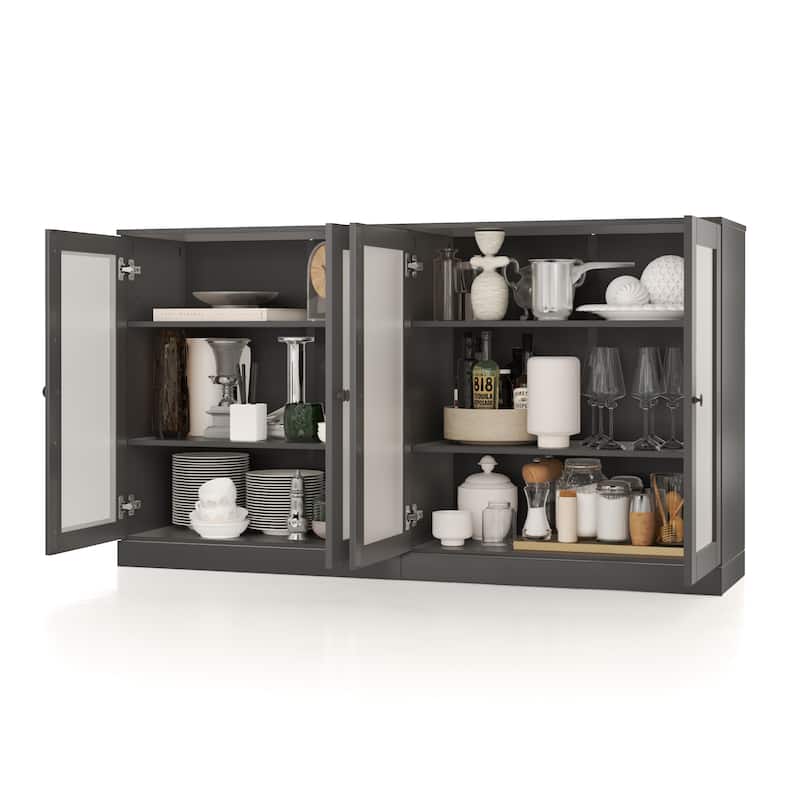 Palace Imports 100% Solid Wood 64" Sideboard with Frosted Glass Doors and Adjustable Shelves