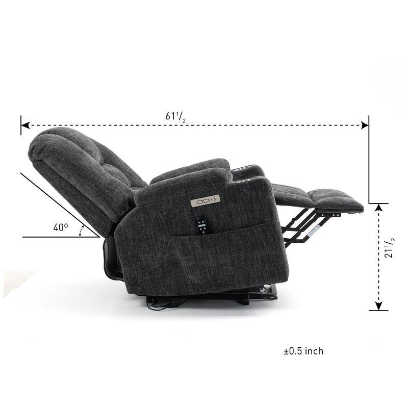 Overstuffed Large Power Lift Recliner with Massage and Heating for Elderly,2 Cup Holders and USB Ports