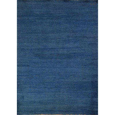 Blue Modern Gabbeh Oriental Rug Hand-Knotted Wool Carpet - 3'11" x 5'9"