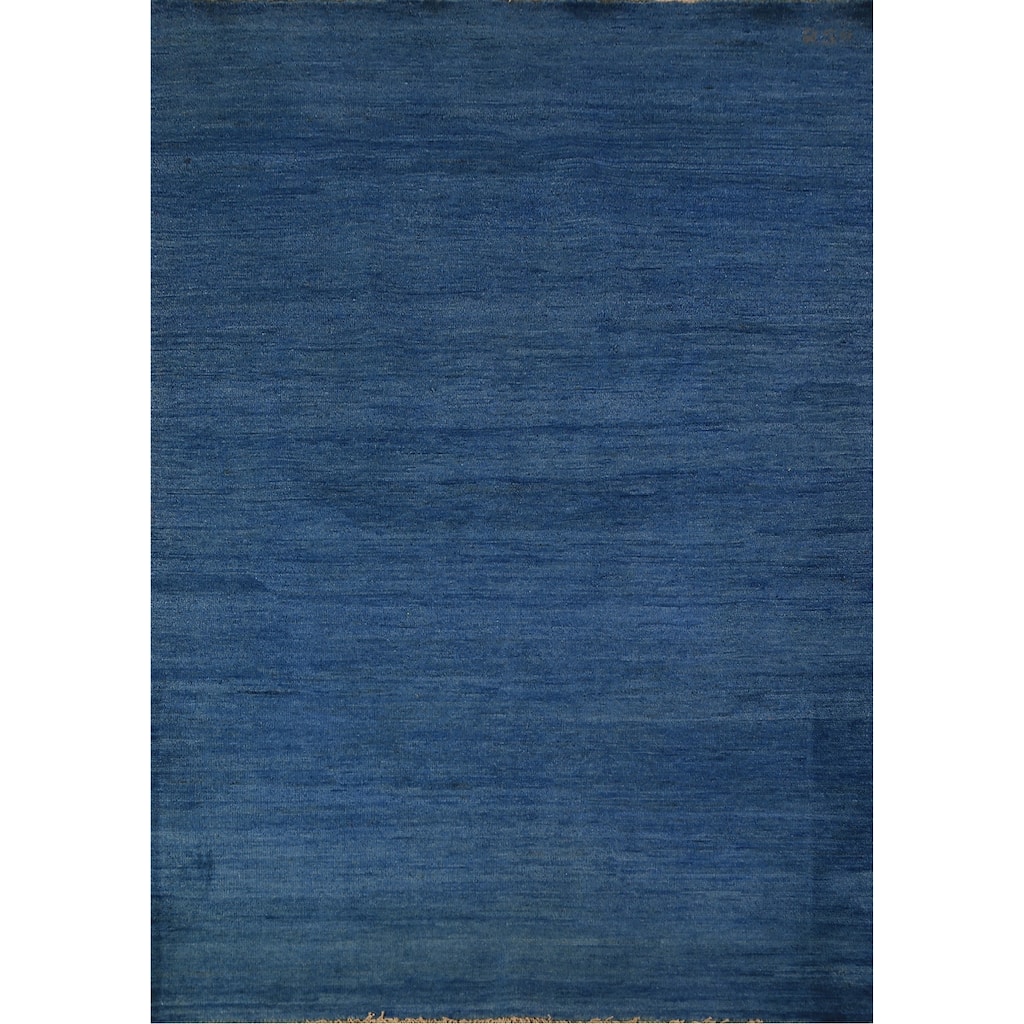 Blue Modern Gabbeh Oriental Rug Hand-Knotted Wool Carpet - 3'11" x 5'9"