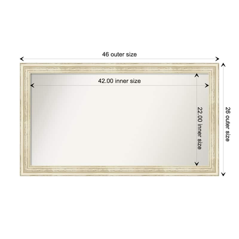 Country White Wash Framed Non-Beveled Custom Wall Mirror, Bathroom Vanity Mirror - Outer Size: 46.5 x 26.5