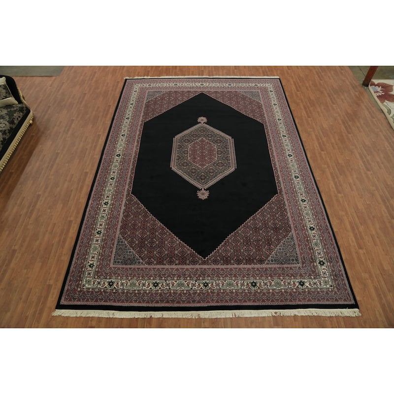Hand Knotted Oriental 100% Wool Carpet Traditional Geometric Black Bidjar Area Rug - 17' 10'' X 12' 1''
