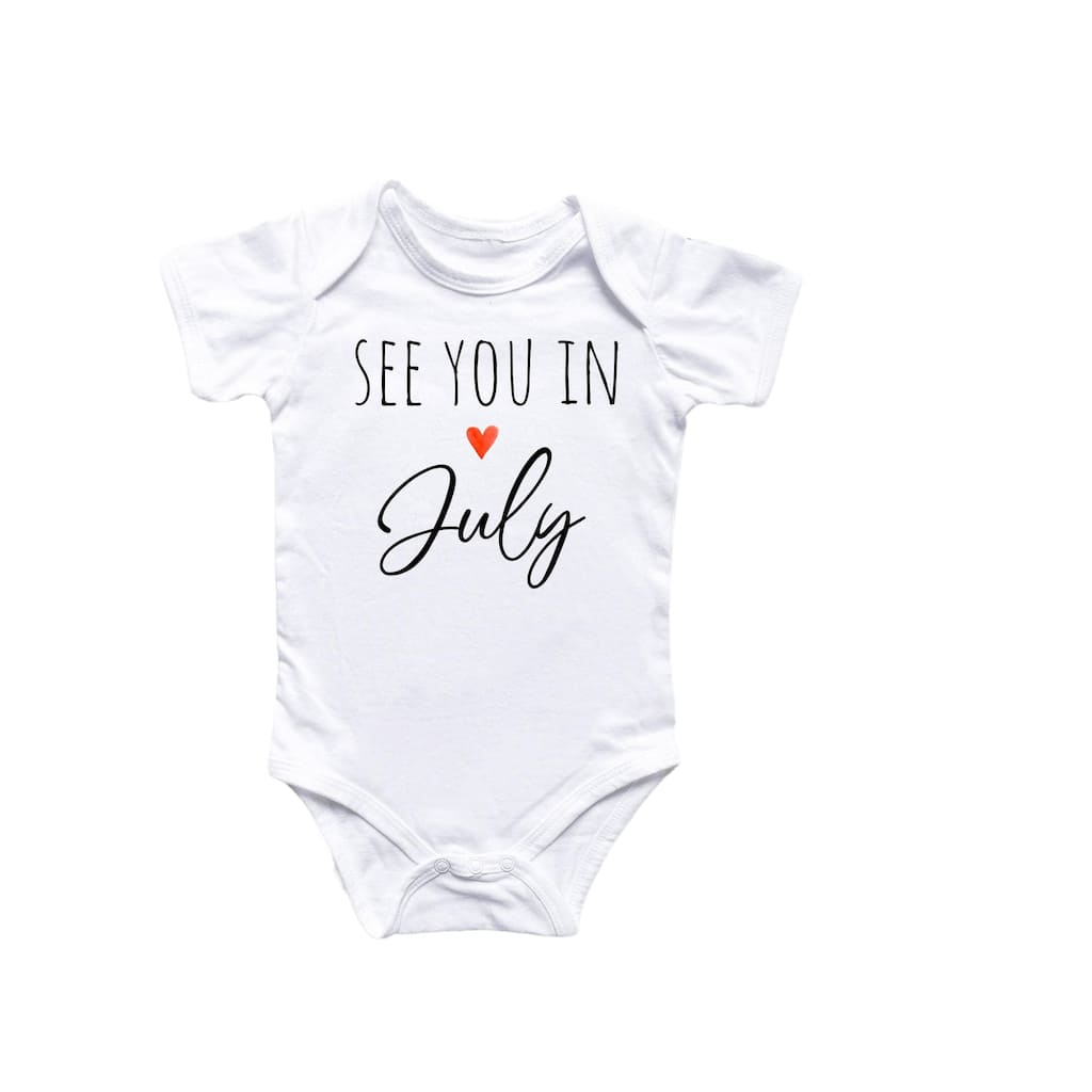 July Baby Announcement - Baby Boy Girl Clothes Infant Bodysuit Funny Cute Newborn