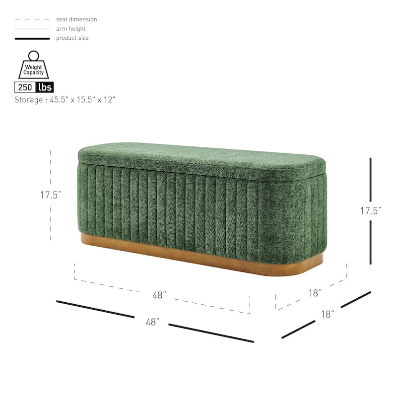 NPD Furniture Clinton Chenille Storage Bench