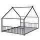 preview thumbnail 9 of 12, Full Size Metal House Bed with Fence and Door