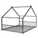 preview thumbnail 15 of 31, Full Size Metal House Bed with Roof, Fence and Back for Kids, Boys and Girls, Bedroom