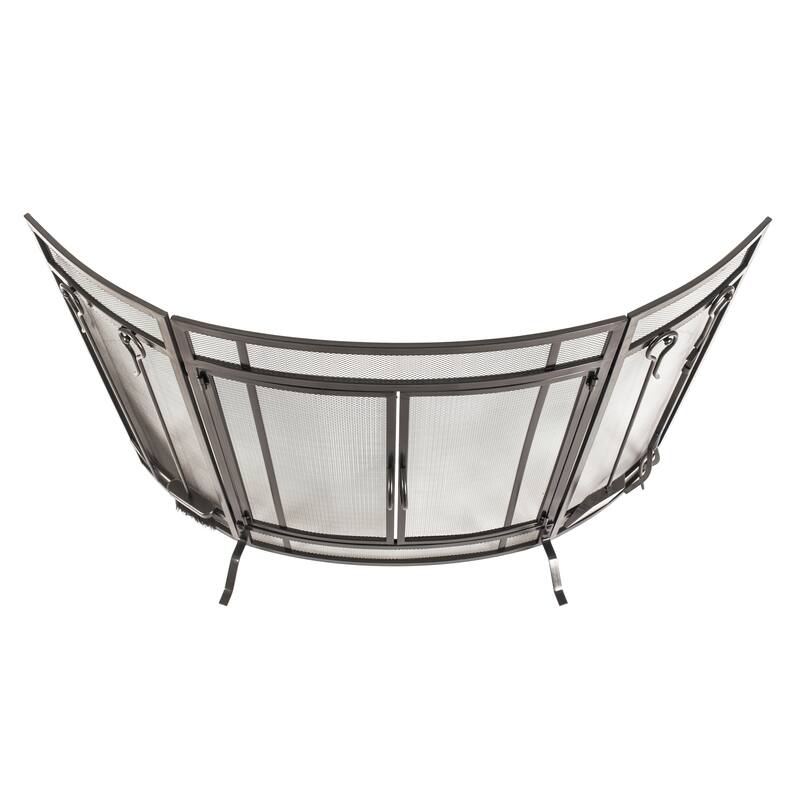 Pleasant Hearth Curved Fireplace Screen with Tools