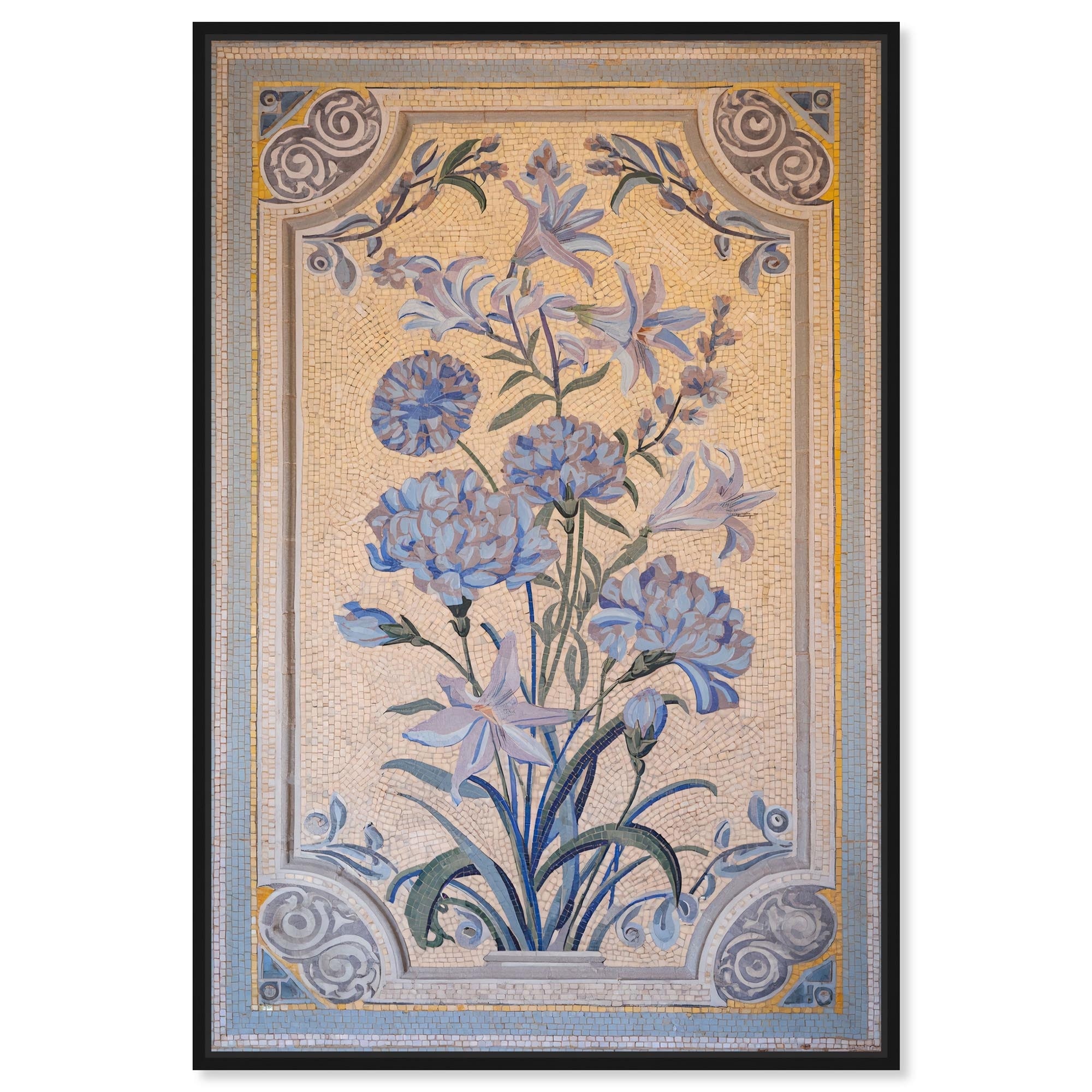 Azure Bouquet Floral Art Framed Canvas Print by Art Remedy