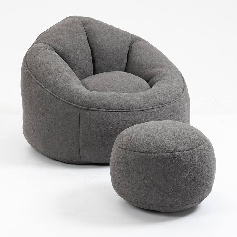 Bedding Bean Bag Sofa Chair High Pressure Foam Bean Bag Chair Adult Material with Padded Foam Padding Compressed With Footrest