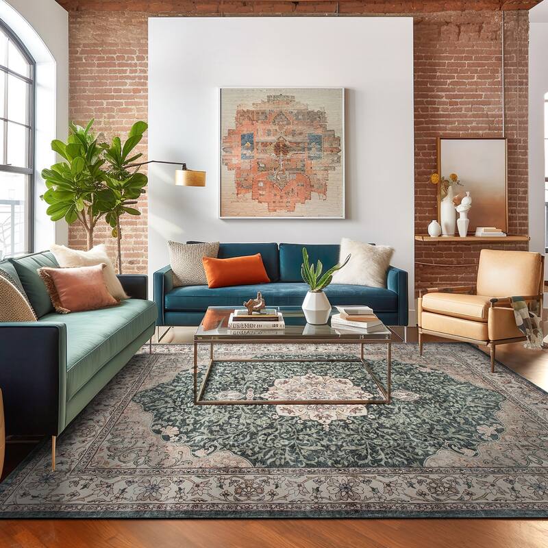 World Rug Gallery Traditional Oriental Medallion Washable Non Slip Area Rug