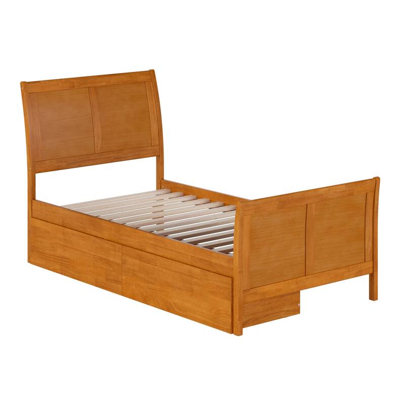 AFI Portland Solid Wood Platform Bed with Matching Footboard and Storage Drawers