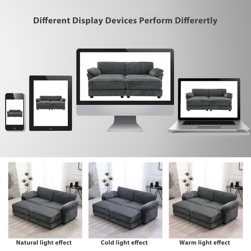 81'' Convertible 4-Seat Modular Sectional Sofa with Loveseat and Ottoman, Versatile Design for Living Room and Office