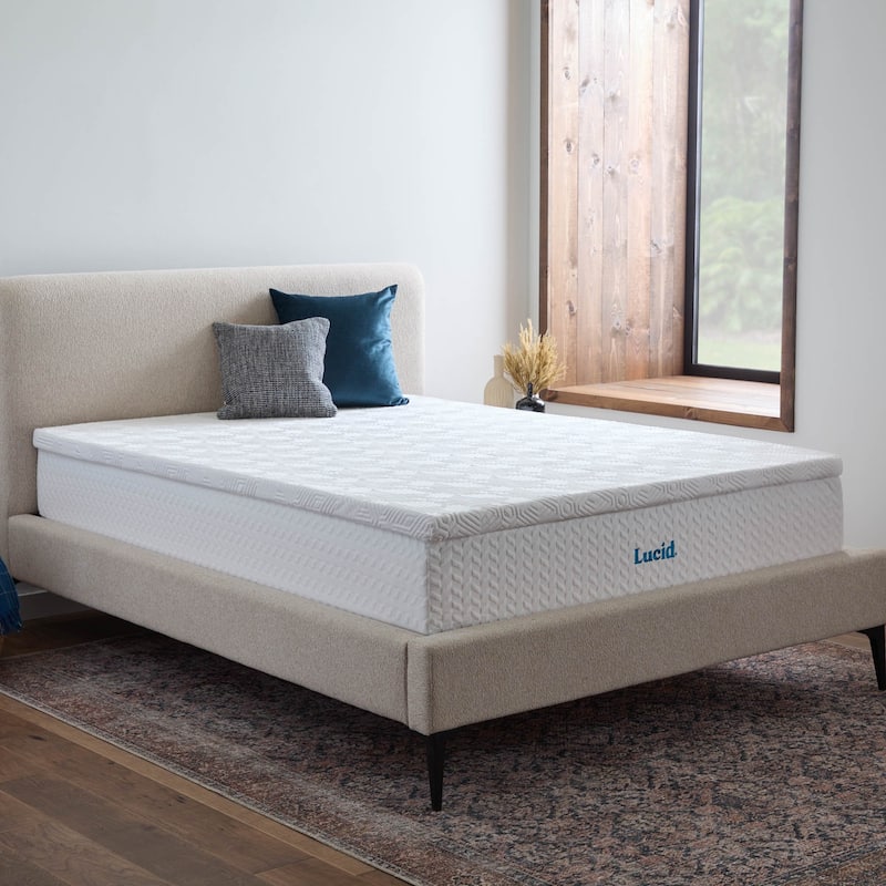 Lucid Lavender and Gel Covered Mattress Topper 2,3,4 inch - N/A